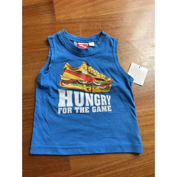NWT Puma Blue Hungry For The Game Graphic Muscle Tank Top Baby Boy Sz 12 Months - Picture 1 of 4